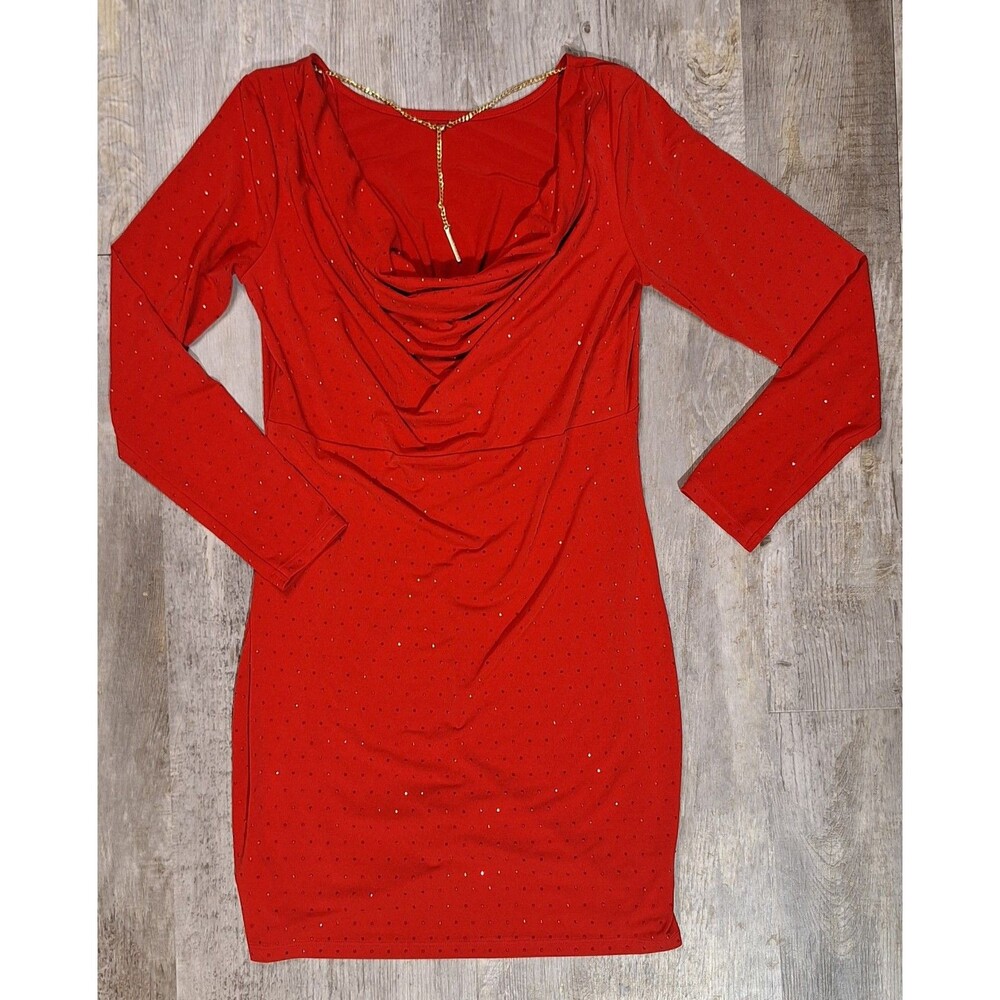 Michael Kors Women's Medium Red Dress With Red Rhinestones Comfort Stretch NWT